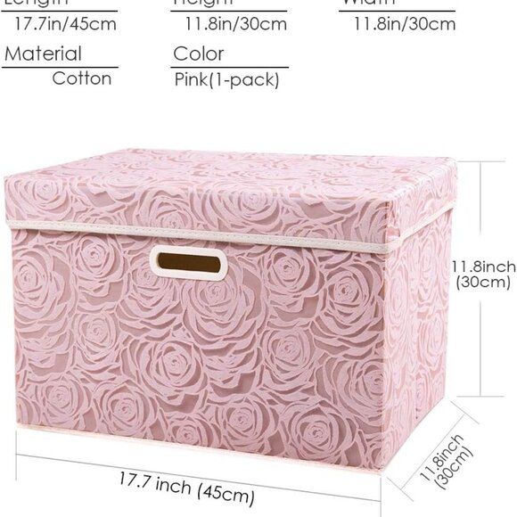Larger Collapsible Storage Bin with Lid [1-Pack] Fabric Decorative Storage Box C - Picture 3 of 8